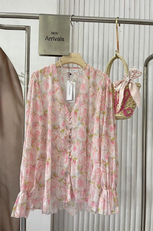 Sprint Floral Print Pleated Shirts